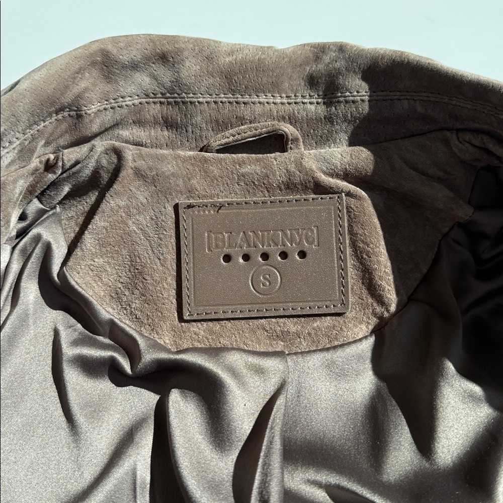Blank NYC Taupe Light Brown Leather Moto suede Jacket size Small - Picture 10 of 13